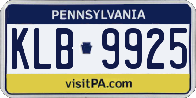 PA license plate KLB9925