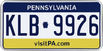 PA license plate KLB9926