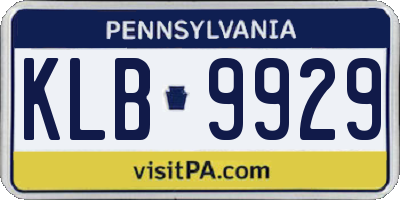 PA license plate KLB9929