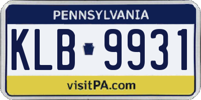 PA license plate KLB9931