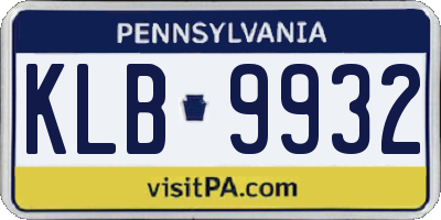PA license plate KLB9932