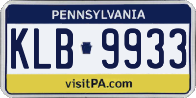 PA license plate KLB9933