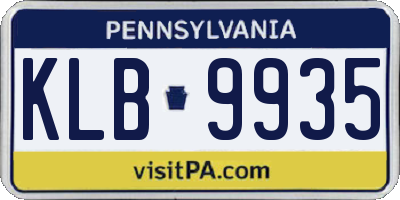PA license plate KLB9935