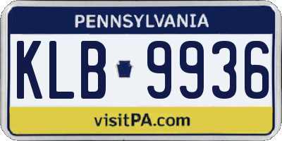 PA license plate KLB9936