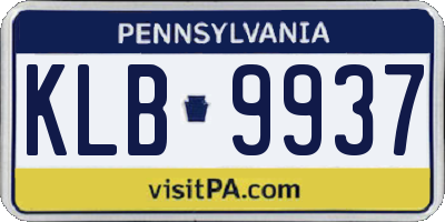 PA license plate KLB9937