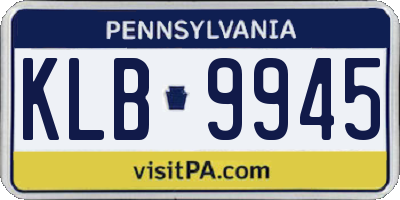 PA license plate KLB9945