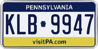 PA license plate KLB9947