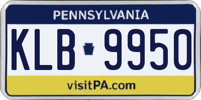 PA license plate KLB9950