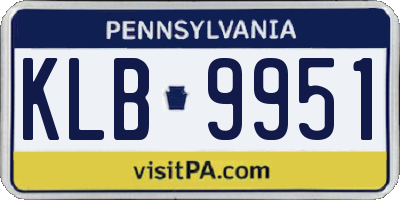 PA license plate KLB9951