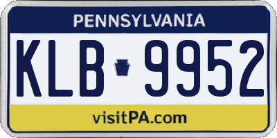 PA license plate KLB9952