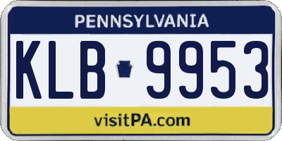 PA license plate KLB9953