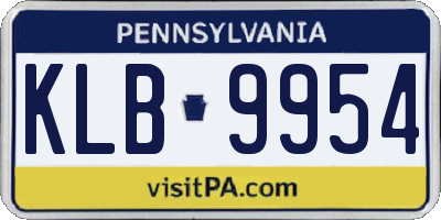 PA license plate KLB9954