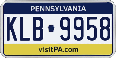 PA license plate KLB9958