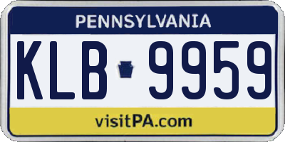 PA license plate KLB9959