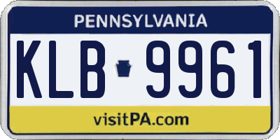 PA license plate KLB9961