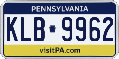 PA license plate KLB9962