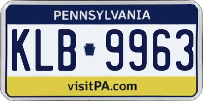 PA license plate KLB9963