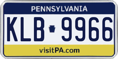 PA license plate KLB9966