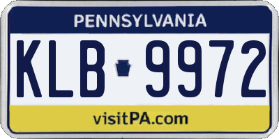 PA license plate KLB9972