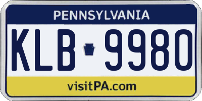 PA license plate KLB9980