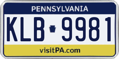 PA license plate KLB9981
