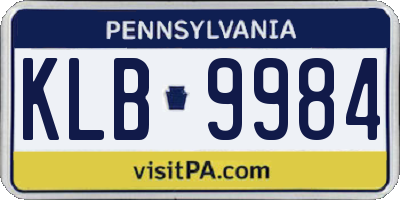 PA license plate KLB9984