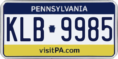PA license plate KLB9985