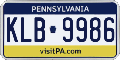 PA license plate KLB9986