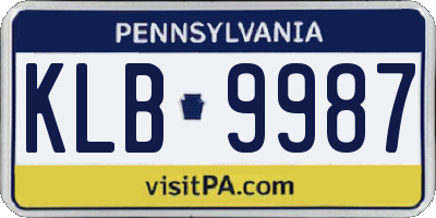 PA license plate KLB9987