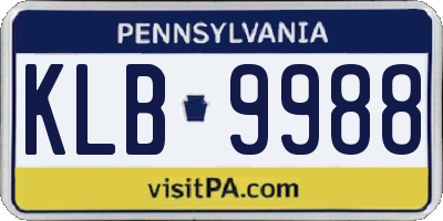 PA license plate KLB9988