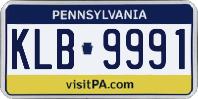 PA license plate KLB9991