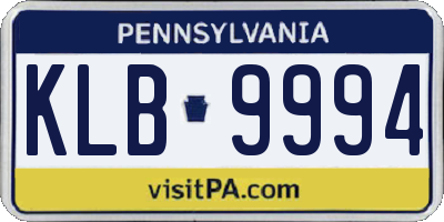 PA license plate KLB9994