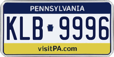 PA license plate KLB9996