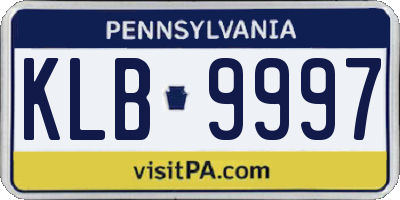 PA license plate KLB9997