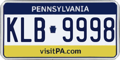 PA license plate KLB9998