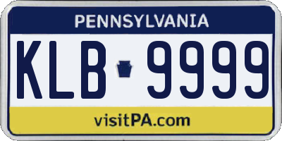 PA license plate KLB9999