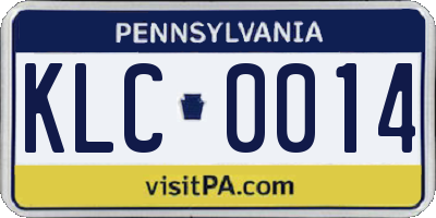 PA license plate KLC0014