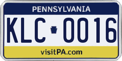 PA license plate KLC0016