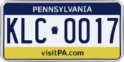 PA license plate KLC0017