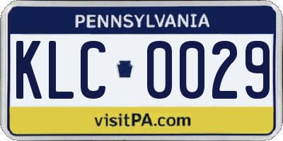 PA license plate KLC0029