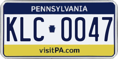 PA license plate KLC0047