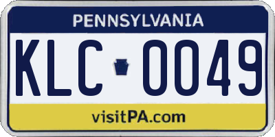 PA license plate KLC0049