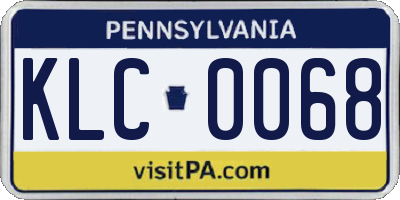 PA license plate KLC0068