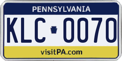 PA license plate KLC0070