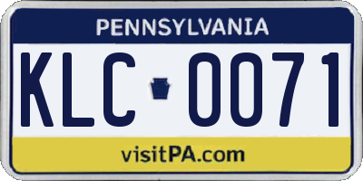PA license plate KLC0071