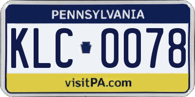 PA license plate KLC0078