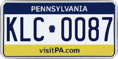 PA license plate KLC0087