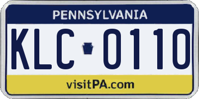 PA license plate KLC0110