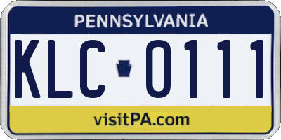 PA license plate KLC0111