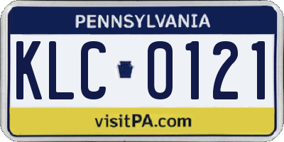 PA license plate KLC0121